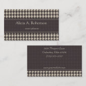 Zwart-wit Elegant Houndstooth Visitekaartje (Voorkant / Achterkant)