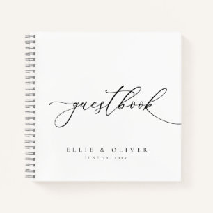Zwart & Wit Elegant Huwelijk Gastboek Notitieboek