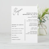 Zwart-wit Elegant huwelijksprogramma Programma (Staand voorkant)