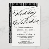 Zwart-wit elegant kalligrafiescript Weddenschap Kaart (Voorkant / Achterkant)