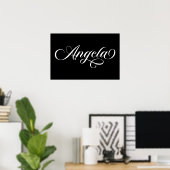 Zwart-wit Elegant Lettering Angela Poster (Thuiskantoor)