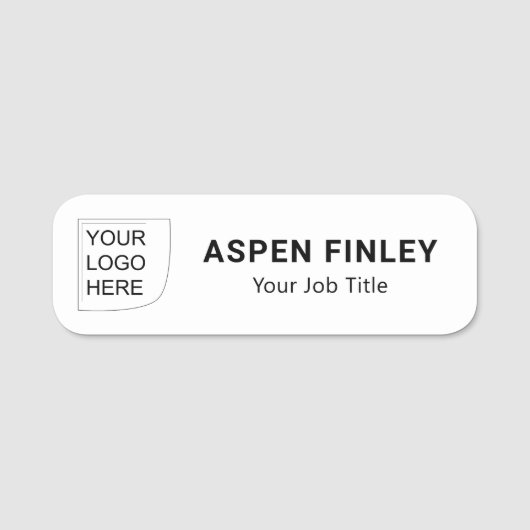 Zwart & Wit Elegant Logo Naam Tag (Voorkant)