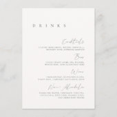 Zwart & Wit Elegant Minimaal Huwelijksdrankmenu Menu (Voorkant)