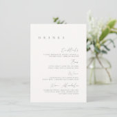 Zwart & Wit Elegant Minimaal Huwelijksdrankmenu Menu (Staand voorkant)