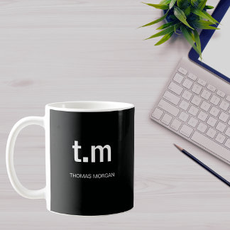 Zwart & Wit Elegant Minimaal Monogram Koffie Koffiemok