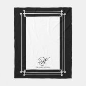 Zwart-wit Elegant Minimalistisch Custom Monogram Fleece Deken (Voorkant)
