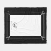 Zwart-wit Elegant Minimalistisch Custom Monogram Fleece Deken (Voorkant (Horizontaal))