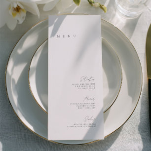 Zwart & Wit Elegant Minimalistisch Trouwfeest Plat Menu
