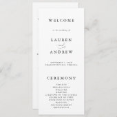 Zwart & Wit Elegant Minimalistische Bruiloft Programma (Voorkant / Achterkant)