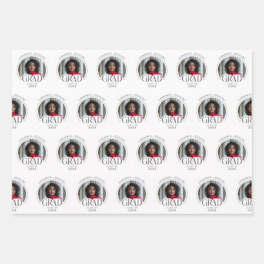 Zwart Wit Elegant Modern Custom Afstuderen Inpakpapier Vel (Voorkant)