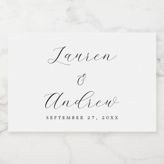 Zwart-wit Elegant Modern Eenvoudig Bruiloft Sparkling Wijnetiket (Enkel label)