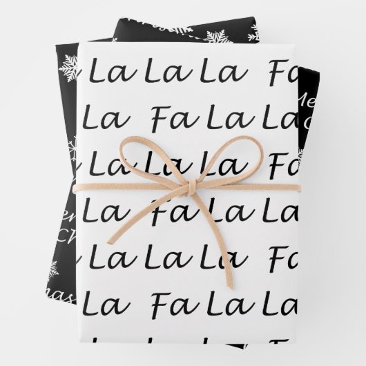 Zwart-wit elegant modern kerstfeest inpakpapier vel (In situ)