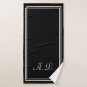 Zwart Wit Elegant Modern Monogram Badhanddoek (Badhanddoek)
