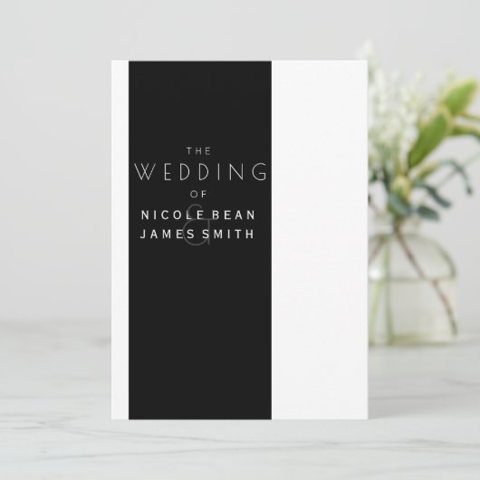 Zwart-wit elegant modern Simplistic Weddenschap Kaart (Staand voorkant)