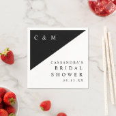 Zwart-Wit Elegant Monogram Bruiloftsborrel Servet (Insitu)