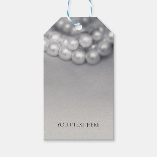  zwart-wit elegant parelaarzen cadeaulabel (Voorkant)