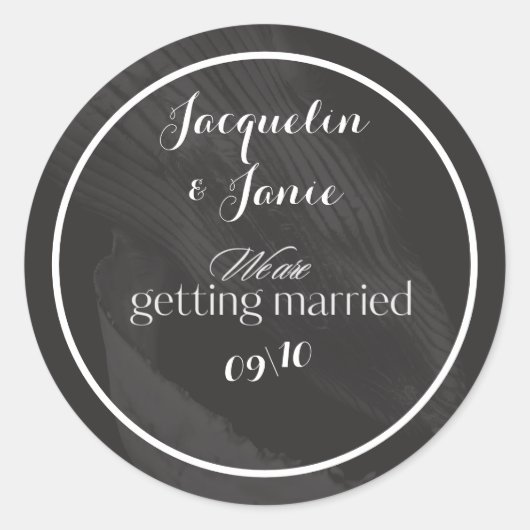 Zwart-wit elegant ronde sticker (Voorkant)