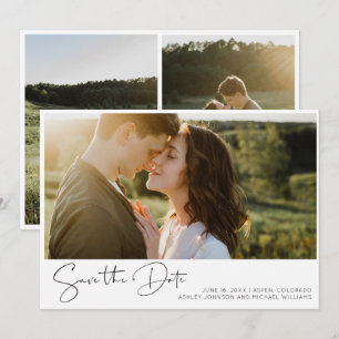Zwart & Wit Elegant Script 2 Foto de datum opslaan Save The Date