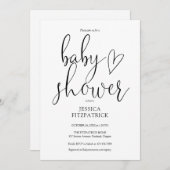 Zwart-wit Elegant Script Baby shower Kaart (Voorkant / Achterkant)