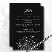 Zwart Wit Elegant Script Bloemen Detail Behuizing Kaart