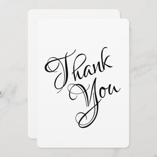 Zwart-wit Elegant-script bruiloft Bedankkaart (Voorkant / Achterkant)