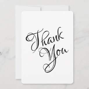 Zwart-wit Elegant-script bruiloft Bedankkaart