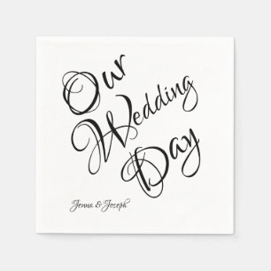 Zwart-wit Elegant-script bruiloft Servet