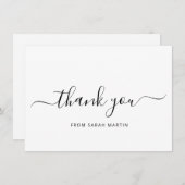 Zwart-wit elegant script Eenvoudig bedrijf Bedankkaart (Voorkant / Achterkant)