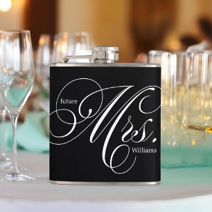 Zwart-wit Elegant Script Future Mrs. Heupfles