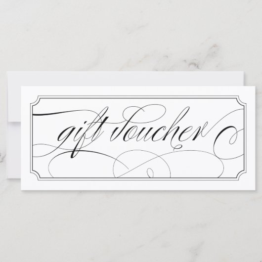Zwart-wit Elegant Script Gift Vouchers (Voorkant)