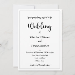 Zwart-wit elegant script kaart