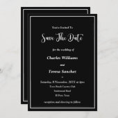 Zwart-wit elegant script kaart (Voorkant / Achterkant)