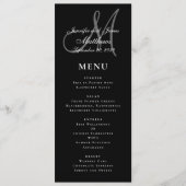Zwart Wit Elegant Script Monogram Bruiloft Menu (Voorkant)