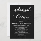 Zwart-wit Elegant Script Rehearsal Dinner Kaart (Voorkant)
