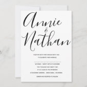Zwart-wit Elegant Script Wedding Kaart (Voorkant)