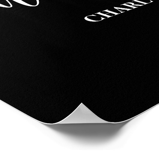 Zwart-wit elegant script welkom afstuderen poster (Hoek)