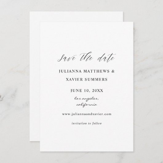 Zwart-wit elegant slaat de datum op save the date (Voorkant / Achterkant)