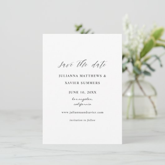 Zwart-wit elegant slaat de datum op save the date (Staand voorkant)