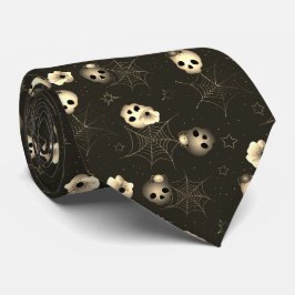 Zwart-wit elegant spoky-halloween patroon stropdas