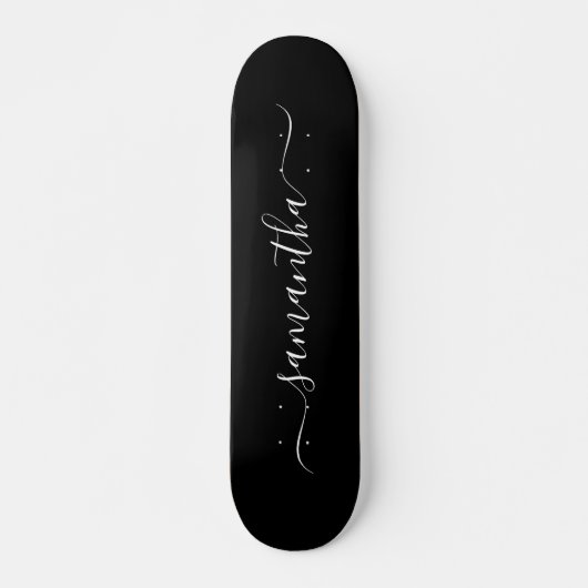 Zwart-wit Elegant Swash Handtekening Naam Skateboard (Voorkant)