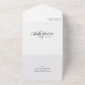 Zwart Wit Elegant Swirls Wedding All In One Uitnodiging (Buitenkant)