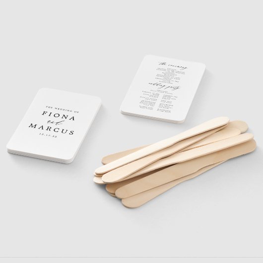 Zwart-wit Elegant Trouwprogramma Hand Fan Handwaaier (Niet-gemonteerd)