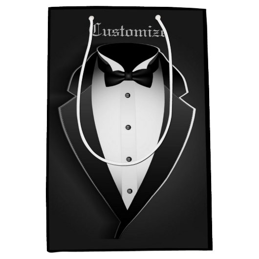 Zwart-wit Elegant Tuxedo Medium Cadeauzakje (Voorkant)