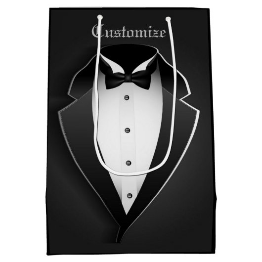 Zwart-wit Elegant Tuxedo Medium Cadeauzakje (Achterkant)