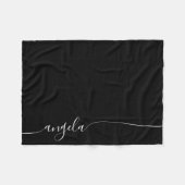 Zwart-wit elegant-wittekenscript fleece deken (Voorkant (Horizontaal))