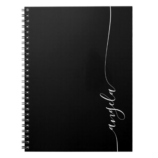 Zwart-wit elegant-wittekenscript notitieboek (Voorkant)