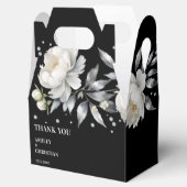 Zwart-wit elegante boho bruiloft bedankdoosjes (Geopend)