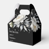 Zwart-wit elegante boho bruiloft bedankdoosjes (Voorkant Zijde)