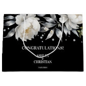 Zwart-wit elegante boho bruiloft groot cadeauzakje (Voorkant)