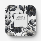 Zwart-wit elegante bruiloft sjabloon papieren bordje (Voorkant)